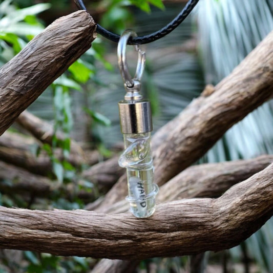 Clear Snake Necklace or Keychain Writing on Rice Handmade Jewelry