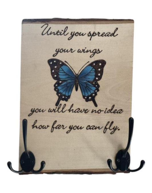 Spread Your Wings Butterfly with Keys Coat Hooks 11.75" x 8.5" x .75"