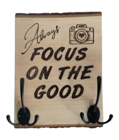 Always Focus on the Good Camera with Keys Coat Hooks 10.5" x 8" x .75"