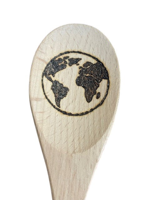 Cuchara de cocina 14" utensilios de cocina quemados de madera hechos a mano de madera de haya