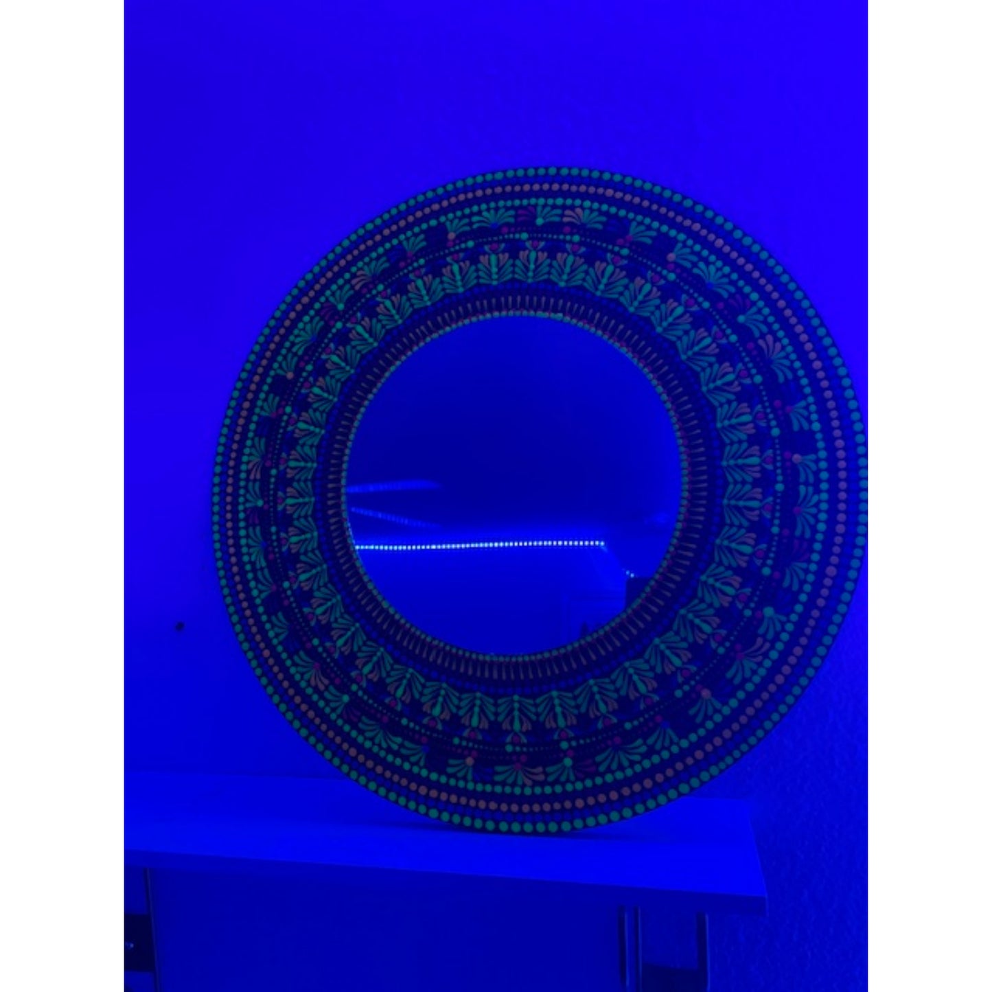 Colorful Glow in Blue Light Wall Mirror