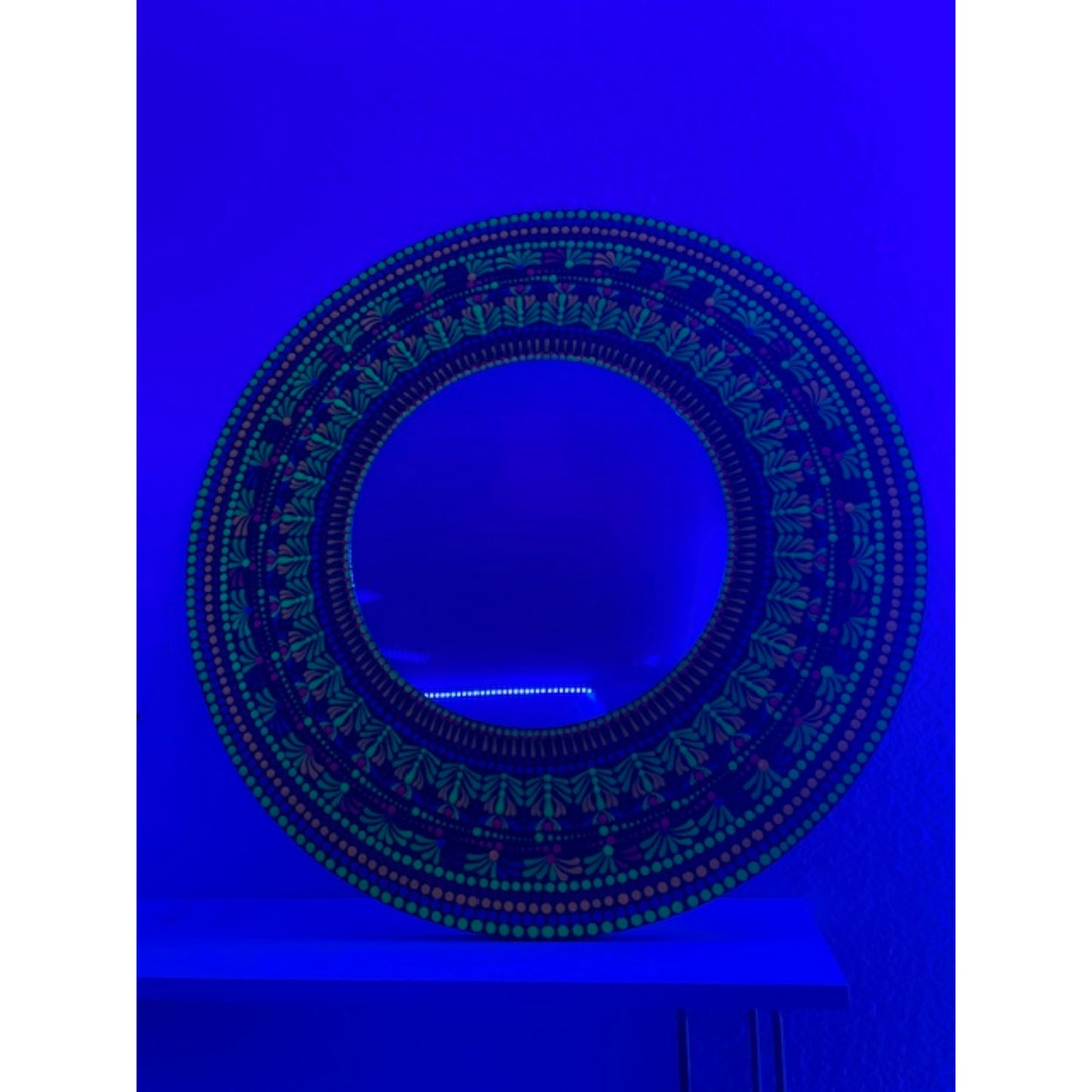 Colorful Glow in Blue Light Wall Mirror