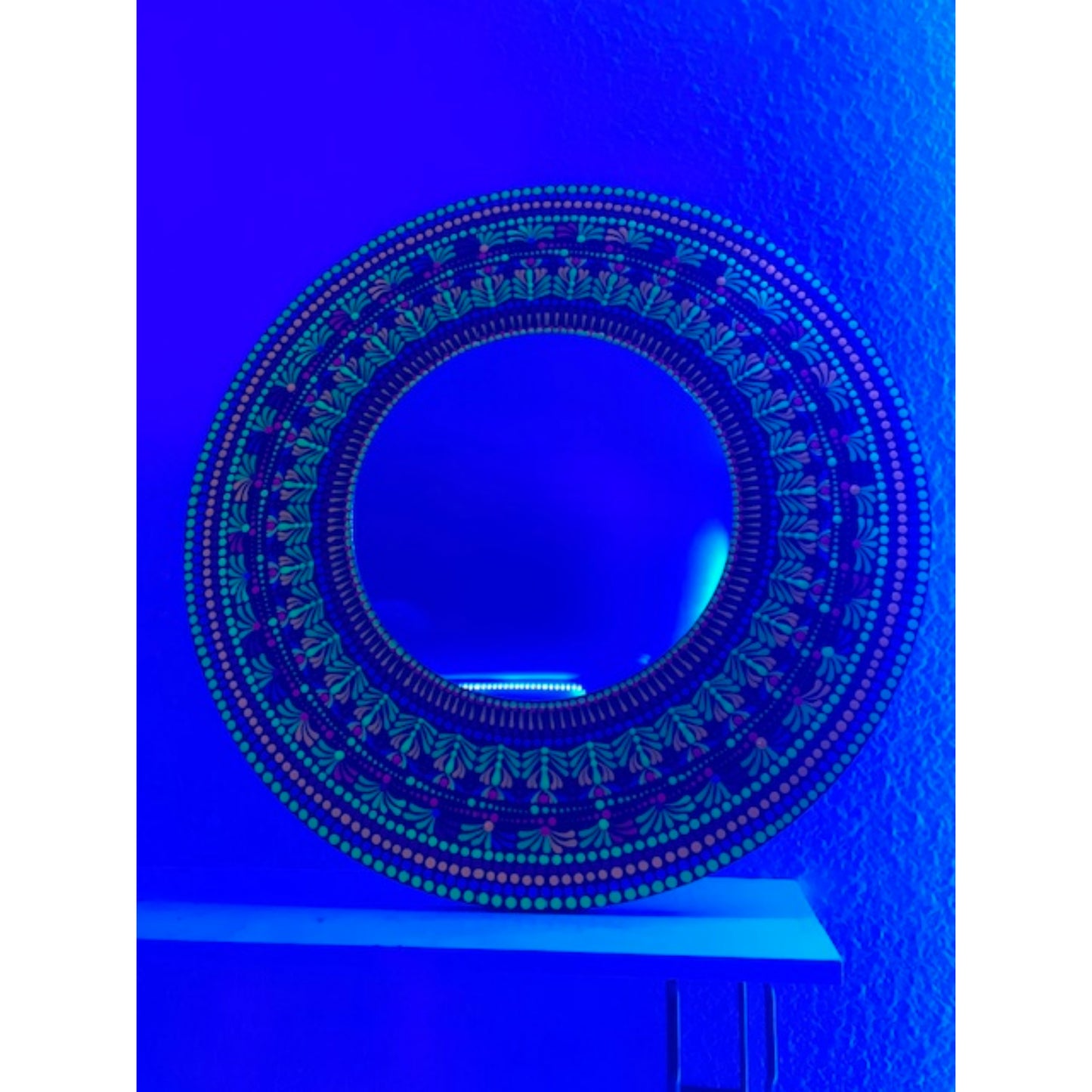 Colorful Glow in Blue Light Wall Mirror