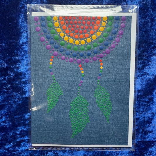 Tarjetas de felicitación Atrapasueños de arcoíris Arte de puntos hecho a mano Mandalas y diseños