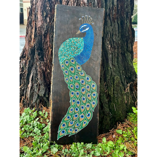 Peacock on Basswood 3' x 12.5" x.5"