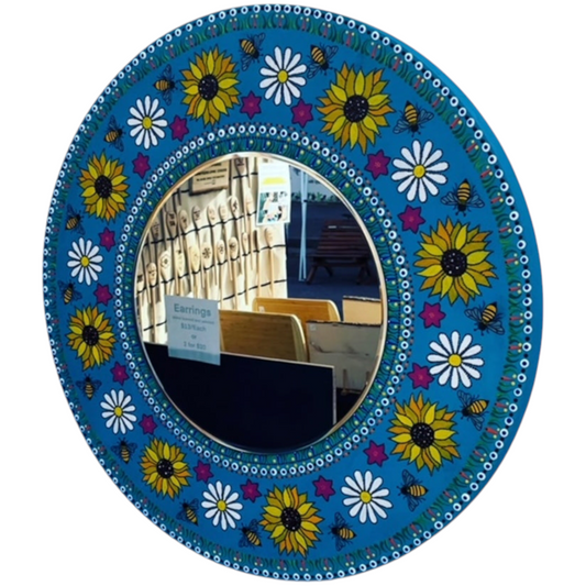 Sunflowers Daisies Honey Bees Mirror 19.5"