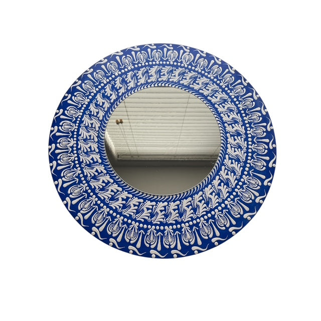 Serene Mandala Mirror Wall Art in Blue & White