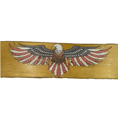 American Bald Eagle USA Flag Dot Art 36" Basswood Wall Art Home Office Decor Patriotic