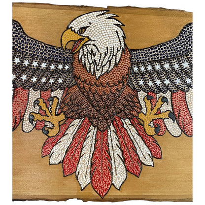 American Bald Eagle USA Flag Dot Art 36" Basswood Wall Art Home Office Decor Patriotic