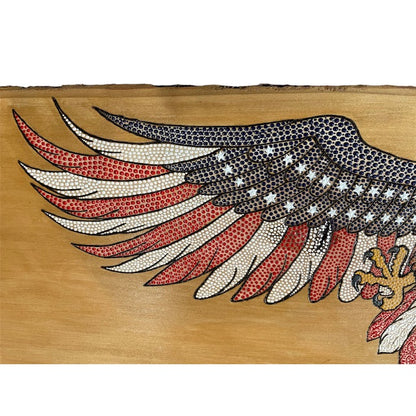 American Bald Eagle USA Flag Dot Art 36" Basswood Wall Art Home Office Decor Patriotic