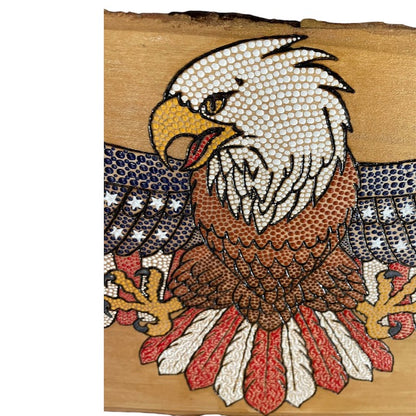 American Bald Eagle USA Flag Dot Art 36" Basswood Wall Art Home Office Decor Patriotic