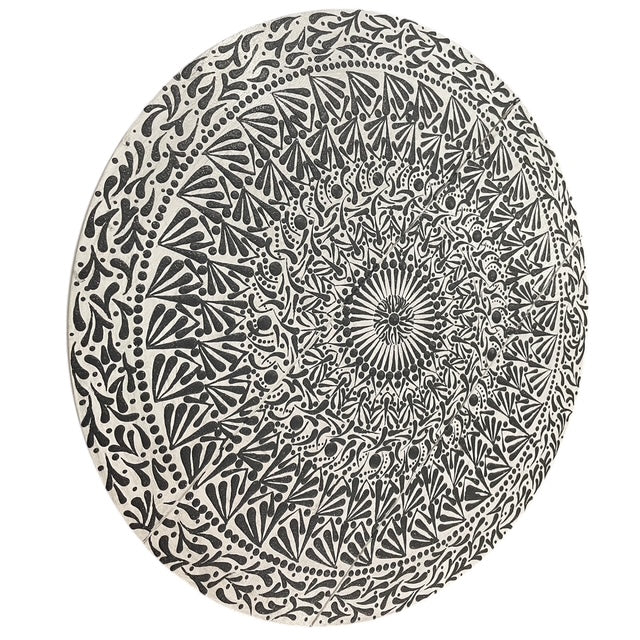 15” Black Glitter and White Mandala Lazy Susan – Stylish Rotating Tray for Home & Dining