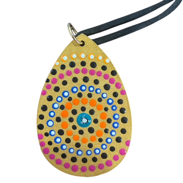 Necklace Random Dots Hand Painted Lightweight 18" Rope Teardrop Style