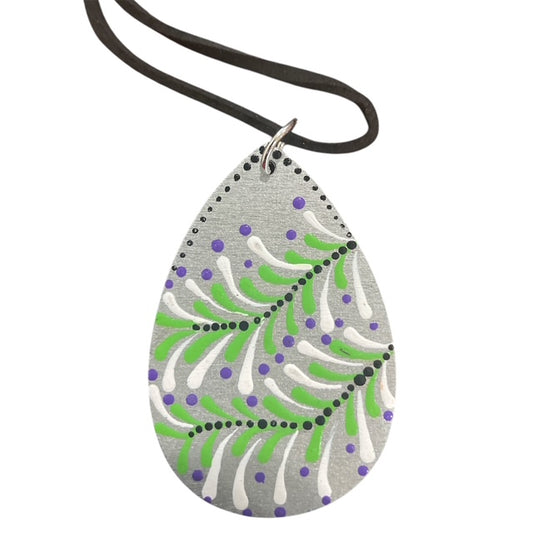 Necklace Vines Hand Painted Lightweight 18" Rope Teardrop Style