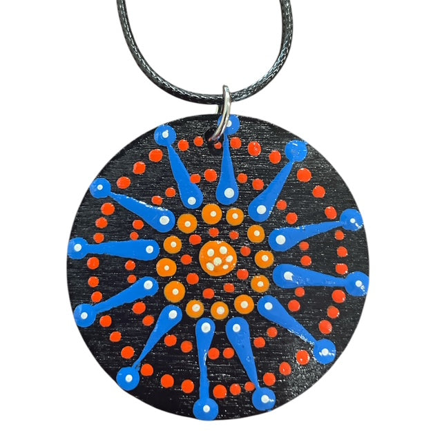 Necklace Stove Range Inspired Hand Painted Lightweight 18" Rope Circular Style