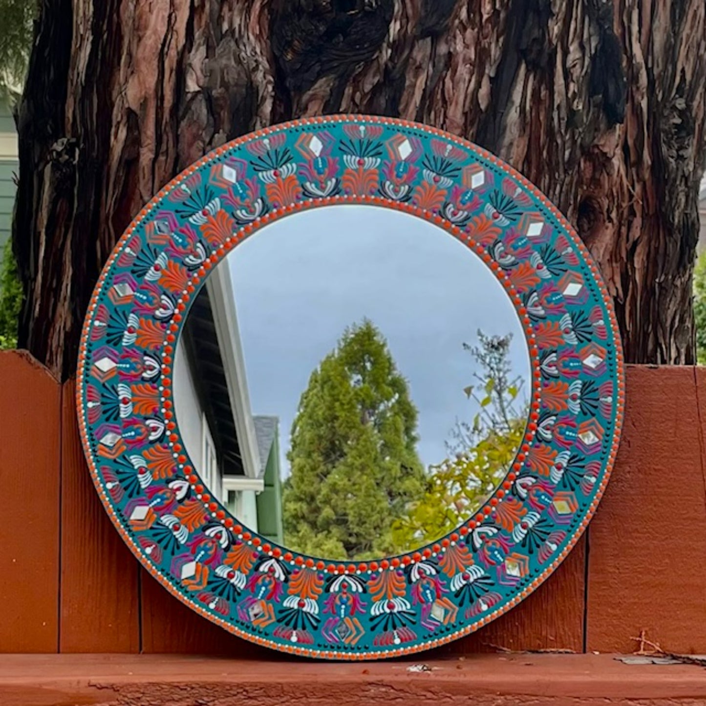 Espejo de pared multicolor con diseño de puntos, mandala hecho a mano, decoración para el hogar y la oficina